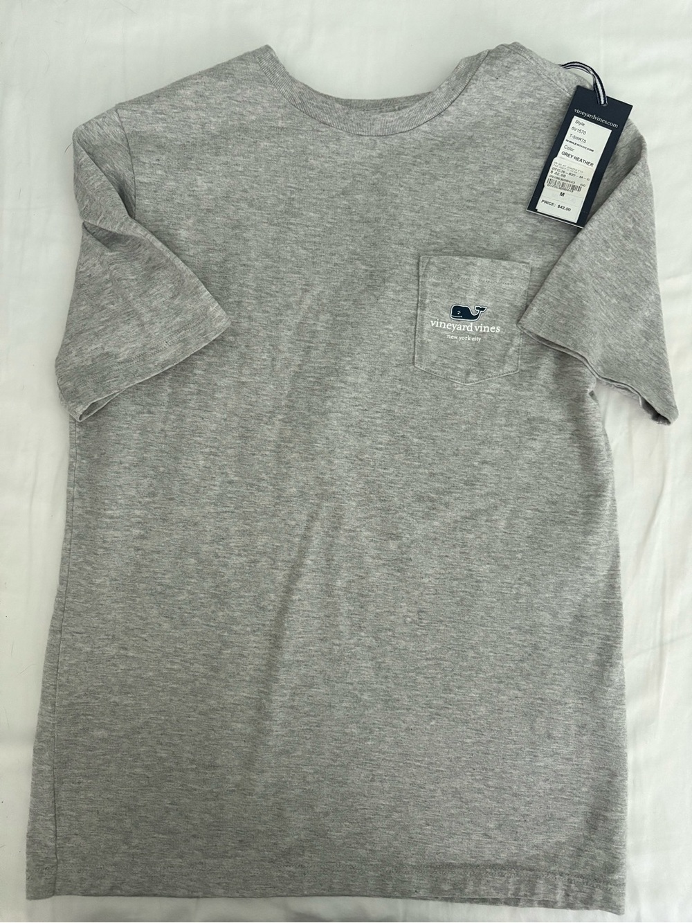 Vineyard Vines Youth Medium (12-14) NYC Iconic Grey Pocket T-Shirt